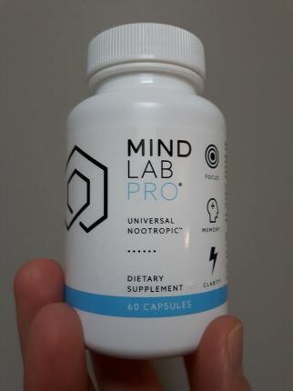 Single bottle of Mind Lab Pro nootropic supplement.