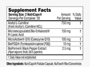 What's the Best Nootropic for Athletes - Ingredient Label for Performance Lab Energy Nootropic Supplement