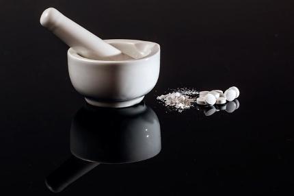 Best Supplement for Energy and Concentration - Mortar and Pestle with Powder Tablets